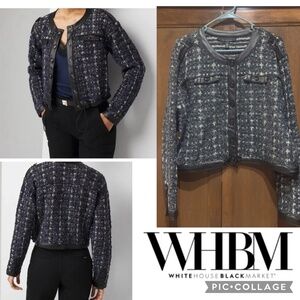 White House Black Market Black Cropped tweed blazer
